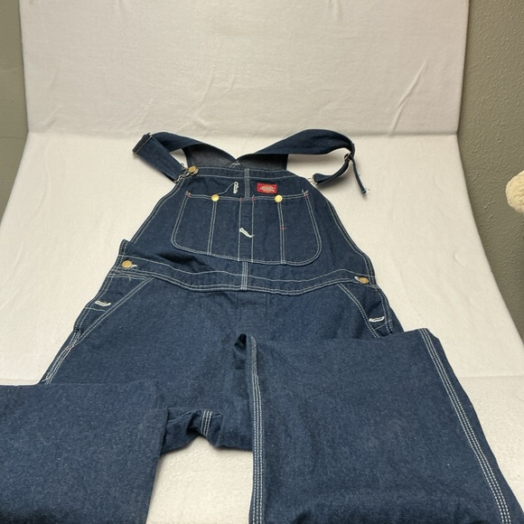 Dickies Dark Blue Denim bibs size 38x32 , 30 inch inseam brand new - Picture 1 of 9